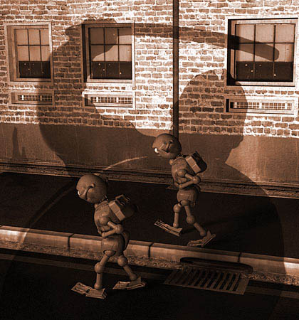 illustration robots 3D sur les jeunes et la police